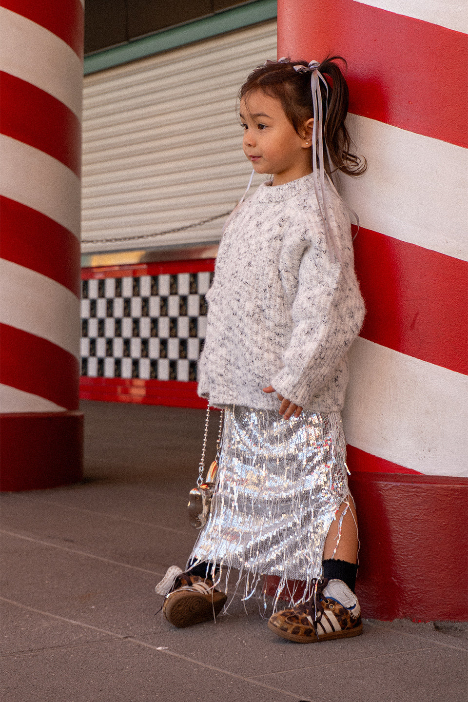 Grey Herringbone Jumper - Sailor and Sunny