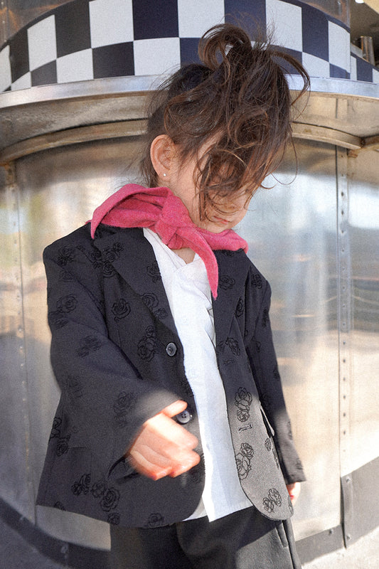 Unisex Velvet Roses Black Blazer