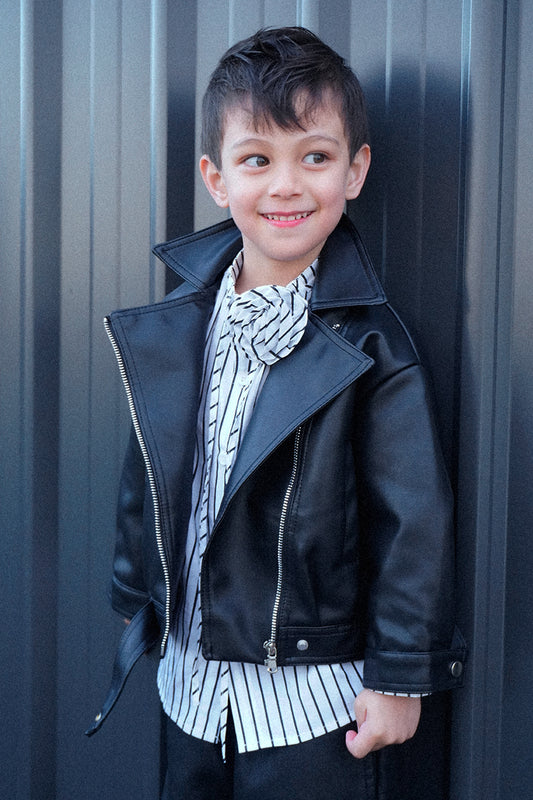 Unisex Faux Black Leather Jacket - Sailor and Sunny