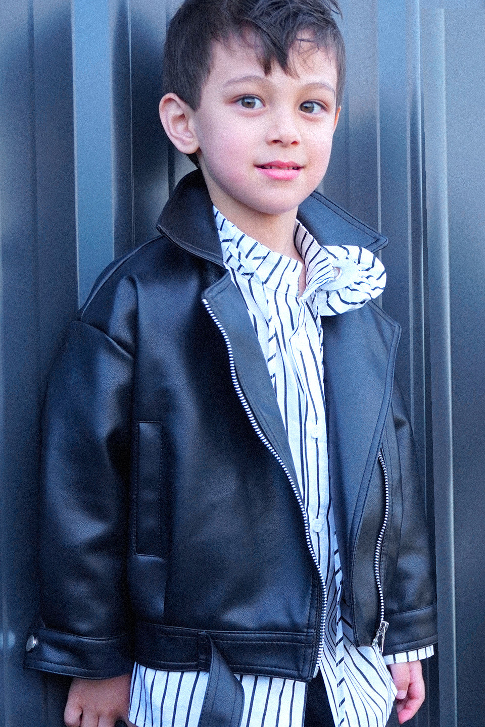 Unisex Faux Black Leather Jacket - Sailor and Sunny