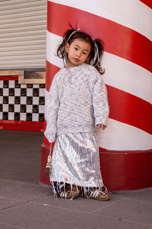 Silver Maxi Sequin Skirt