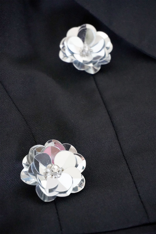Silver Flower Pins (Pack of 5)