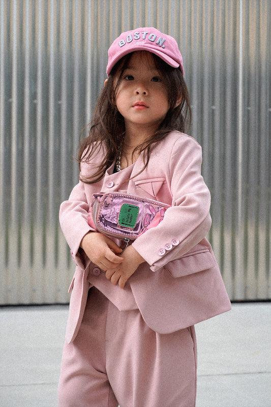 Unisex Pink Suit and Vest Set
